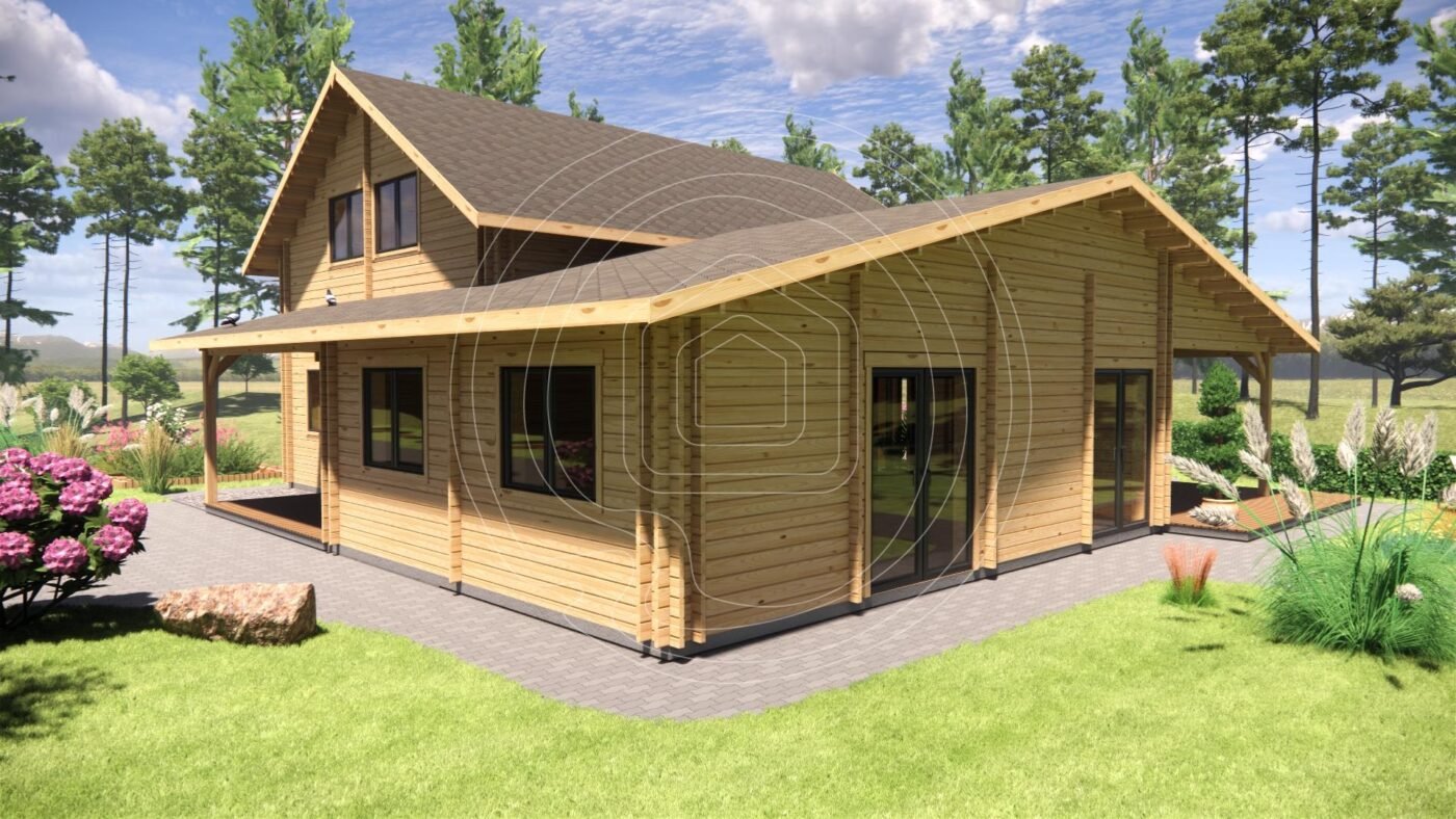 Didelis medinis vasarnamis šeimai IR-002 – 180 m² | TimberLodge365