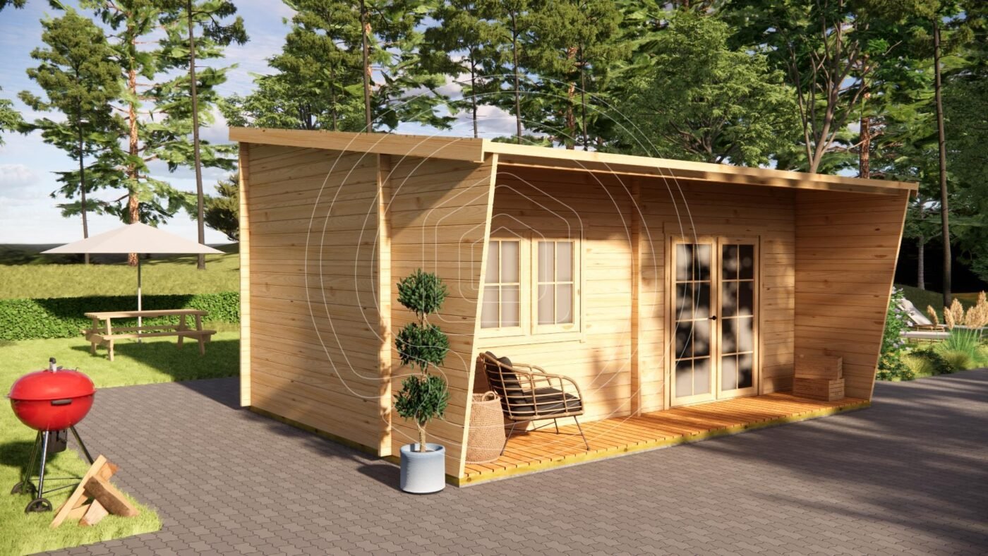 Medinis sodo namelis IR-009 – 18 m² 44mm | TimberLodge365