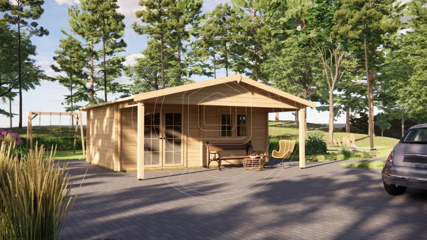 Kompaktiškas medinis vasarnamis IR-011 sezoniniam gyvenimui Lietuvoje | TimberLodge365