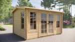 Klasikinis sodo namelis klientų priėmimui IR-013 – 12 m² 44mm | TimberLodge365