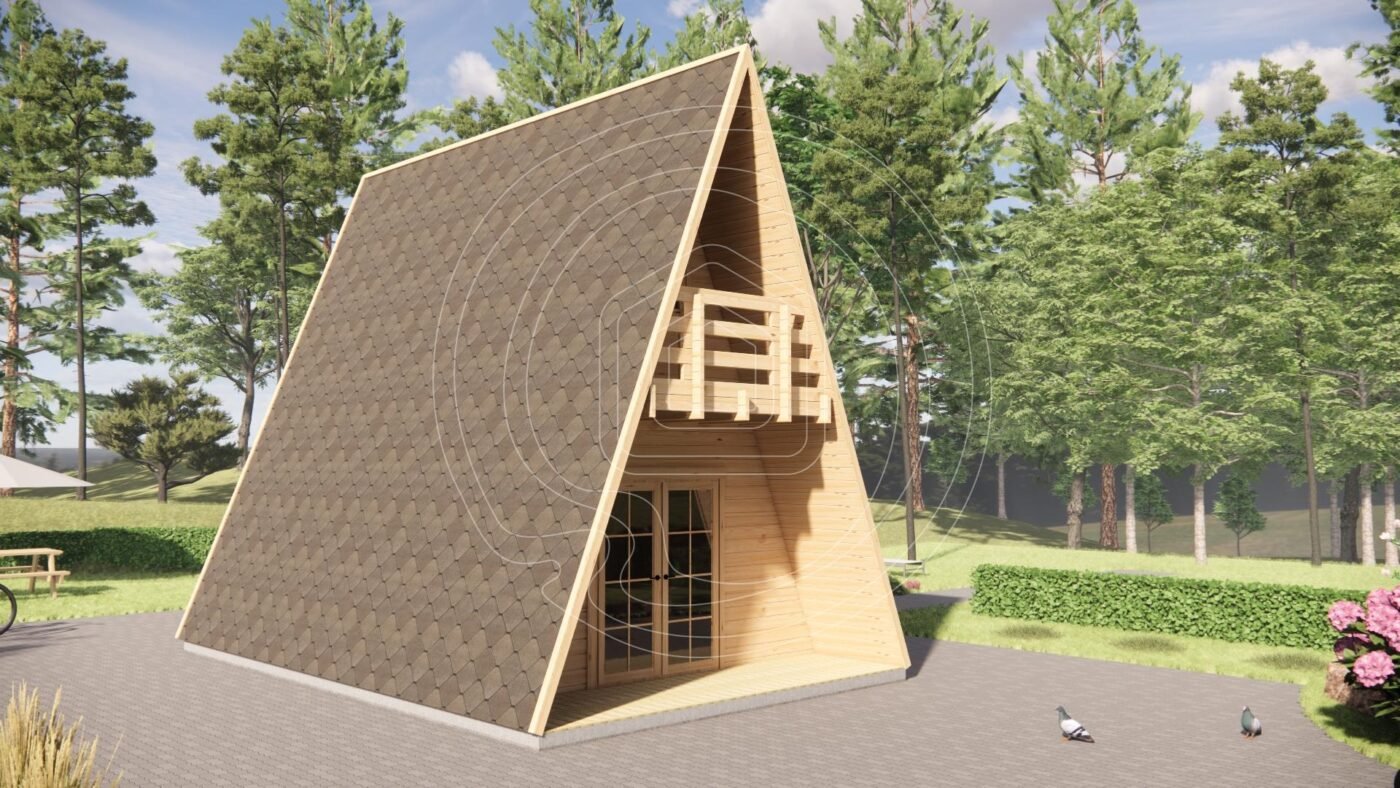 Sodo namelis su terasa IR-016 – 25,5 m² 44mm | TimberLodge365