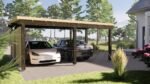 Medinis dvivietis garažas IR-022 – 36 m² dviem automobiliams | TimberLodge365